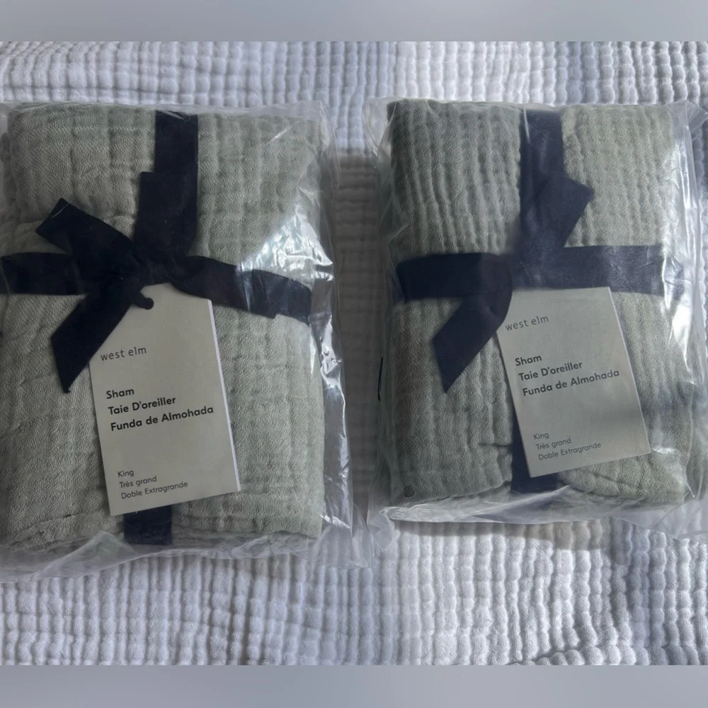 West Elm Sage Green Quilted Sham Pair